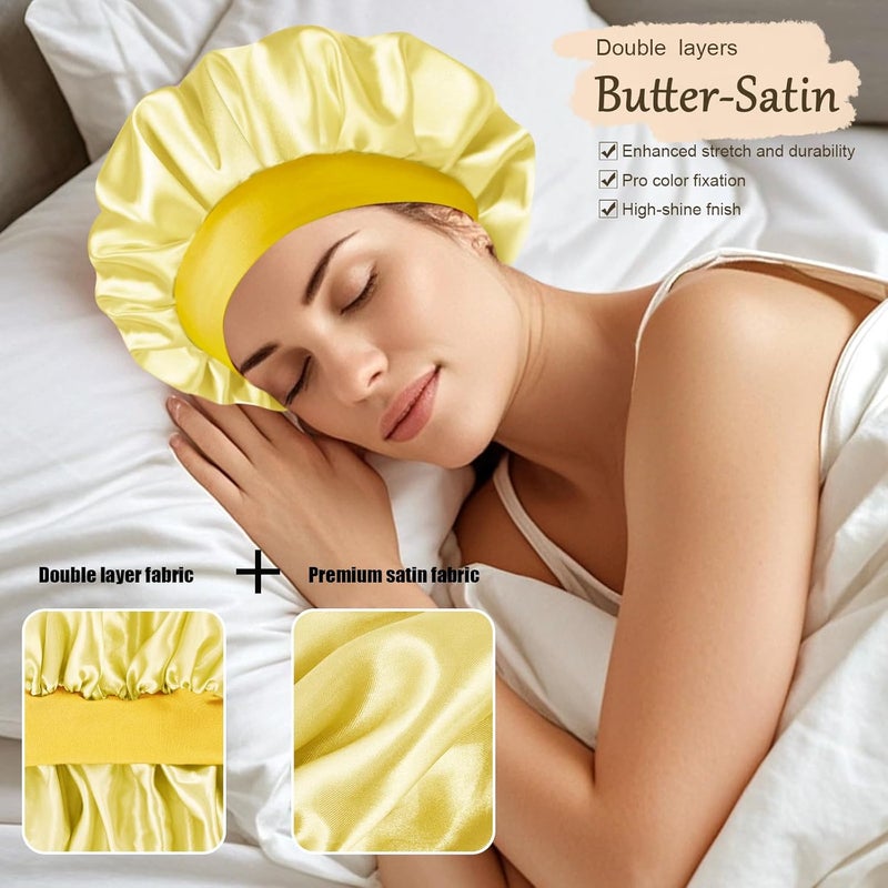 Doitory Store Satin Silk Bonnet for Sleeping, Soft Satin Lined Hair Bonnet for Women, Double Layer Sleep Nightcap - Image 3